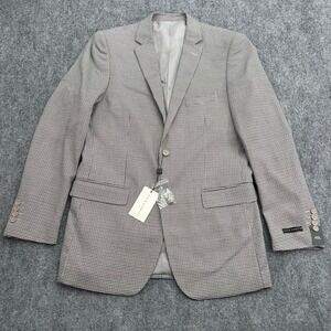 Alain Dupetit Blazer Mens 40L Long Houndstooth Sport‎ Coat Jacket Modern Fit
